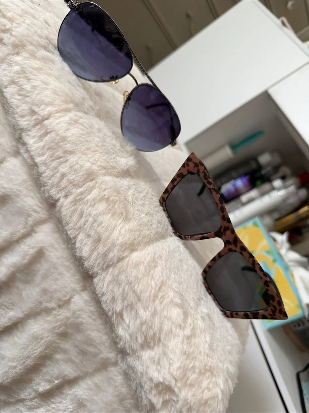 Leopard Print Square w/ Black Lenses and Purple Aviator Sunglasses 2pk